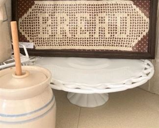 Churn; "Bread"; cake plate