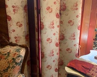 4 panel dressing screen- Crotch Mahogony.   Each panel 12w by 57h