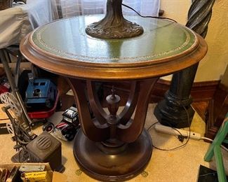 Leather topped side table