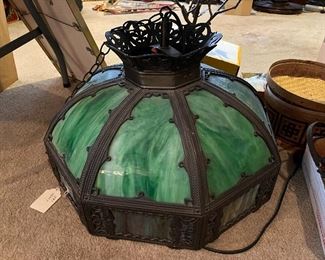 Stained glass hanging light fixture