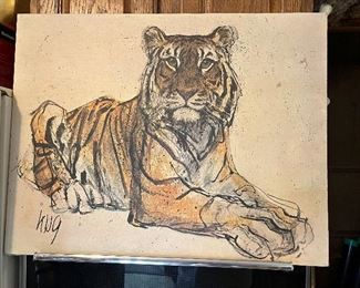 Fritz Hug mounted tiger print