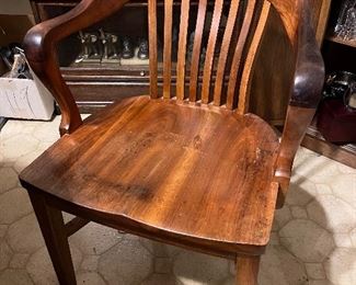(3) Colonial Chair Co. wood armchairs 