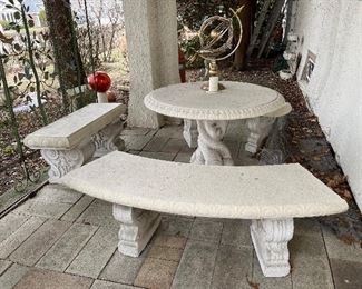 Concrete table and 3 benches