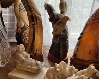 More carved buffalo horns