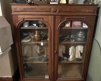 Wood cabinet with glass doors