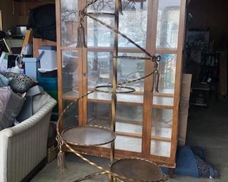 Midcentury modern Gold wrought Iron spiral Staircase Plant Stand