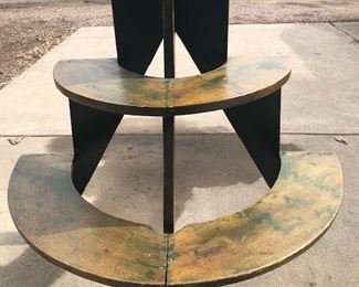 19th Century painted wood three tiered plant stand with square nails