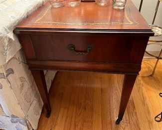 Leather topped antique end tables (only one shown)