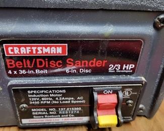 CRAFTSMAN BELT/DISC SANDER 2/3 HP