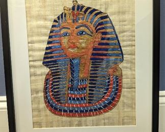 Framed hand painting on papyri of Tutankhamun’s stepmother, Nefertiti