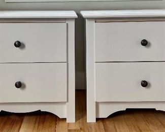 (2) Two Drawer White Nightstands