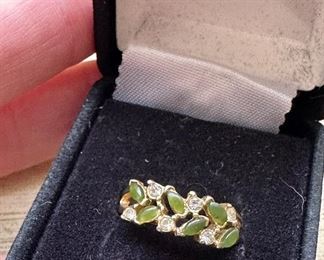 14K Diamond & Jade Ring