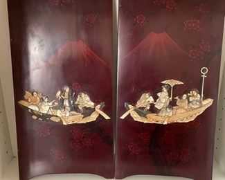 VINTAGE PAIR OF JAPANESE LACQUER PLaques