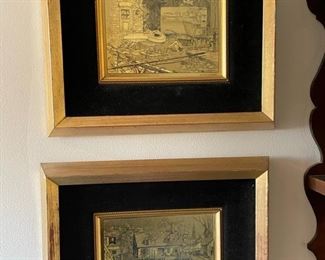 TWO OF A SET OF FOUR ETCHINGS ATTRIBUTED TO ACTOR LIONEL BARRYMORE