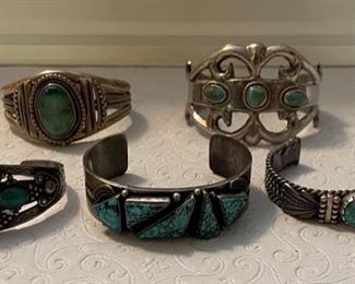 HANDMADE AUTHENTIC AMERICAN INDIAN JEWELRY. STERLING & TURQUOISE