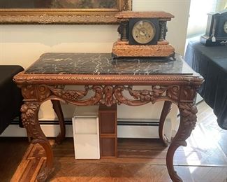 GORGEOUS CARVED MARBLE TOP TABLE
