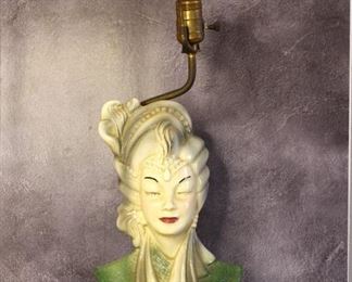 Fabulous RARE MCM Navis & Smith Asia Lady Bust Table Lamp - 2 available