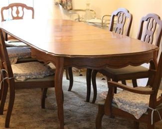 Three Leaf Dining Table with Six Chairs
