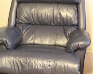 Nice Blue Leather Recliner - Like New!