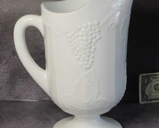Large Vintage Milk Glass Pitcher