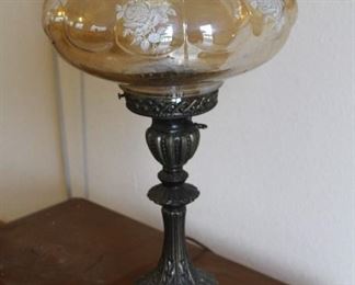 Awesome Falkentein Iridescent Carnival Glass Lamp - Two Available