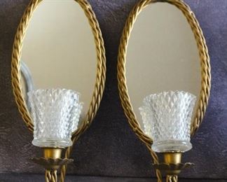 MCM Wall Sconces with Diamond Cut Glass Globes
