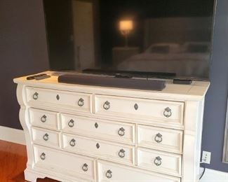 White dresser 64"w x 20"d x 40"h (top drawers are also lined).