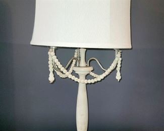 Pair of distressed beaded lamps
