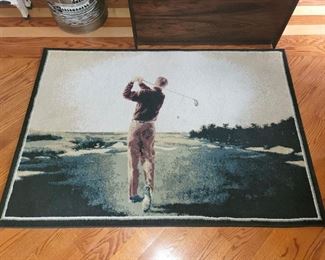 Golfer floor rug. 56" x 39"