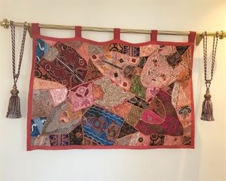 Hindu tapestry 43" x 61" - comes with tassels and hanging rod.