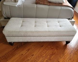 Matching storage bench. Tufted and studded.  56"w 21"d x 17"h