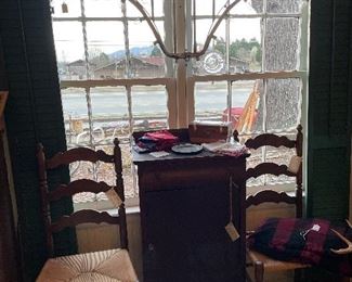 Ladder back chairs
Music cabinet 