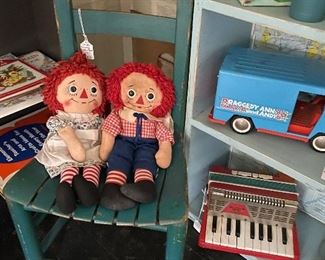 Raggedy Ann & Andy dolls , vehicle and books