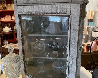 Awesome beveled glass primitive cabinet