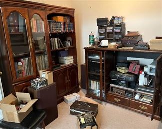 Solid cherry  bookcases and entertainment center by Hooker.