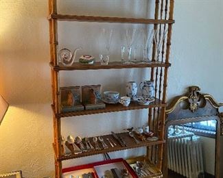 John Widdicomb bamboo-style walnut bookshelf.