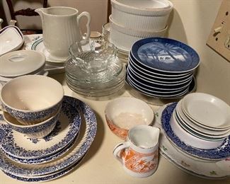 China and dinnerware by numerous makers, including Royal Copenhagen.