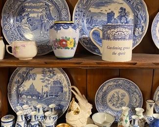Porcelain and china, including many pieces of Spode. Also a number of pieces made in Holland (Delft), Austria, Portugal, U.S.A., China, Japan, and more.