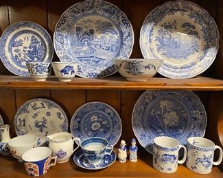 Porcelain and china, including many pieces of Spode. Also a number of pieces made in Holland (Delft), Austria, Portugal, U.S.A., China, Japan, and more.
