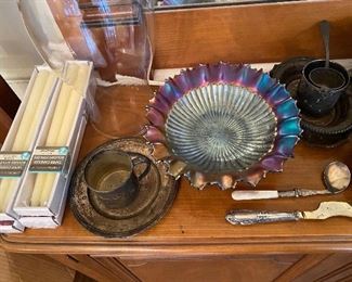 Interesting china, glass, and silverplate throughout.