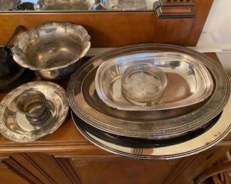 Sampling of the many silverplate items to be sold.