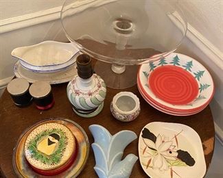 Vintage pottery, glass and decor throughout.