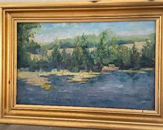 Antique oil painting, unsigned, nicely framed by Hefner’s Art Studio.