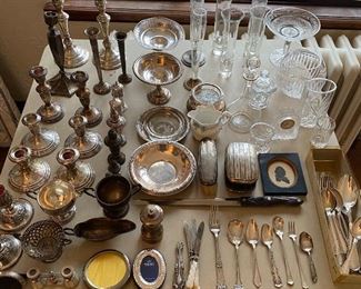 Nice selection of sterling, glassware, collectibles, and more.