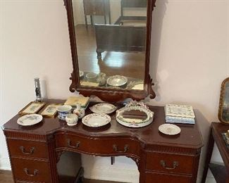 Antique Dresden Porcelain Cherub Mirror