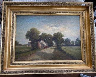 Oil on canvas by Joseph Gurner Fisher. Fisher was born in Gloucestershire, England in 1832, and he died in Grand Rapids, MI in 1916.