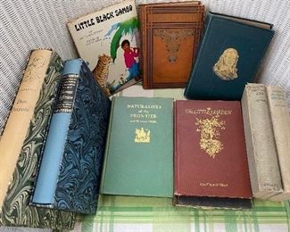 Many vintage and collectible books.