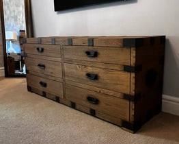 $1750 USD      Restoration Hardware Heirloom Silver Chest 6 Drawer Dresser CH165-14     Description:  In the days of heirloom silver, families stored their prized flatware and serving pieces in heavyweight wooden trunks fitted with interior organization. Inspired by the aesthetic and impressed by the practical utility of the trunk, we've repurposed it in our artisan-crafted Heirloom Silver-Chest bedroom collection.
Dimensions:  72"W x 23"D x 32"H
Condition: Pre owned in excellent condition. One of the nightstands has minor signs of a water stain on it. 
Location: Local pick up Lake Oswego, OR. Shipper suggestions available upon request.      https://goodbyhello.com/products/copy-of-pair-of-restoration-hardware-heirloom-silver-chest-open-nightstands-ch165-13?_pos=5&_sid=5bbb39c90&_ss=r