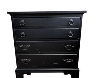 $175 USD     ART Furniture Black/Dk Brown 4 Drawer Dresser Nightstand MM179-26     Description: Small Dresser with four freely, well functioning drawers. Metal pulls in an oiled bronze Finish. Finish is a destressed black painted finish with satin sheen. Perfect for bedroom, closet, as a nightstand or even in your entryway! Traditional style. Solid wood piece.
Dimensions: 30 x 16 x 32H in
Condition: Used and in good condition.
Location: Local pick up Portland, OR 97035.  Shipper suggestions available upon request. Piece is located on the second floor.      https://goodbyhello.com/products/copy-of-art-furniture-lingerie-chest-with-pull-out-hanging-rack-mm179-25?_pos=23&_sid=410c006b7&_ss=r