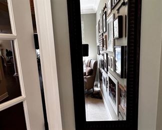 $30 USD     Narrow Black Framed Wall Mirror MM179-11     Description: Simple design with framed detailing adding the perfect touch of elegance.
Dimensions: 37 x 16 in
Condition: Used and in very good condition.
Location: Local pick up Lake Oswego, OR. Shipper suggestions avaialble upon request. Located on the first floor.      https://goodbyhello.com/products/copy-of-faux-leather-telescoping-home-office-chair-mm179-10?_pos=2&_sid=410c006b7&_ss=r